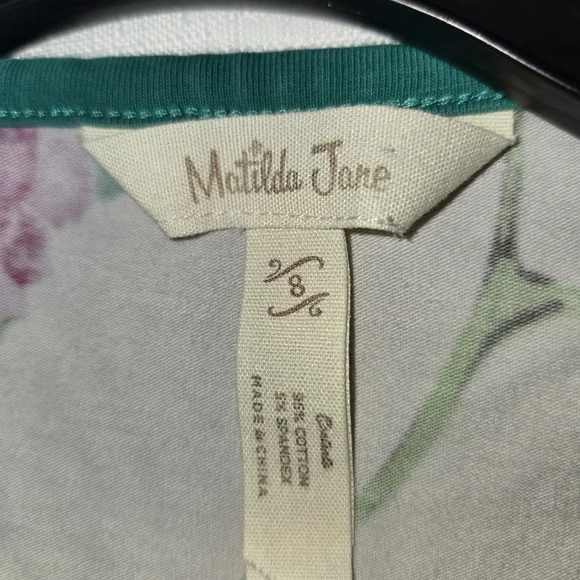 Matilda Jane Cream Dress with Teal Trim and Pink & Red Florals - Picture 3 of 5